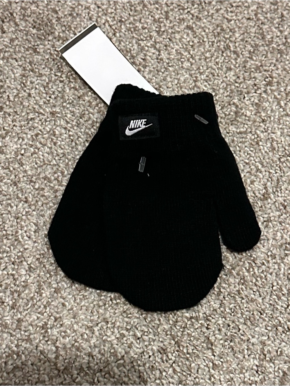 Nike Kids Black Knit Mittens